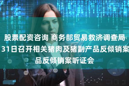 股票配资咨询 商务部贸易救济调查局：10月31日召开相关猪肉及猪副产品反倾销案听证会