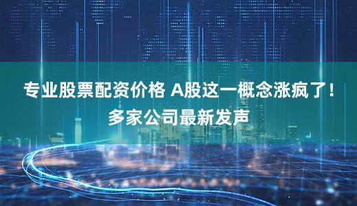 专业股票配资价格 A股这一概念涨疯了！多家公司最新发声
